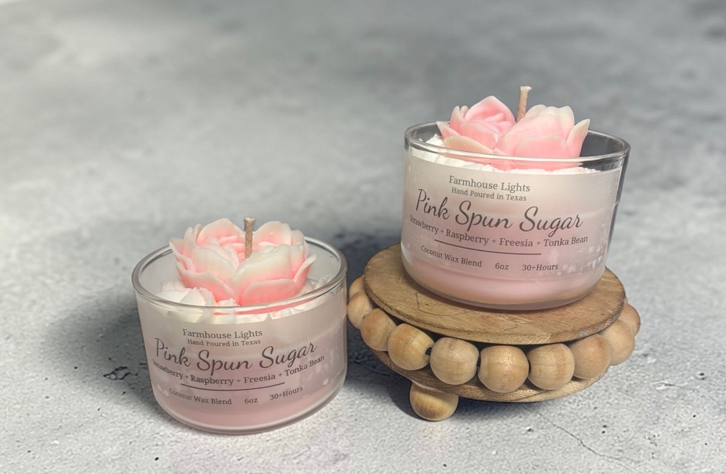 Pink spun sugar candle