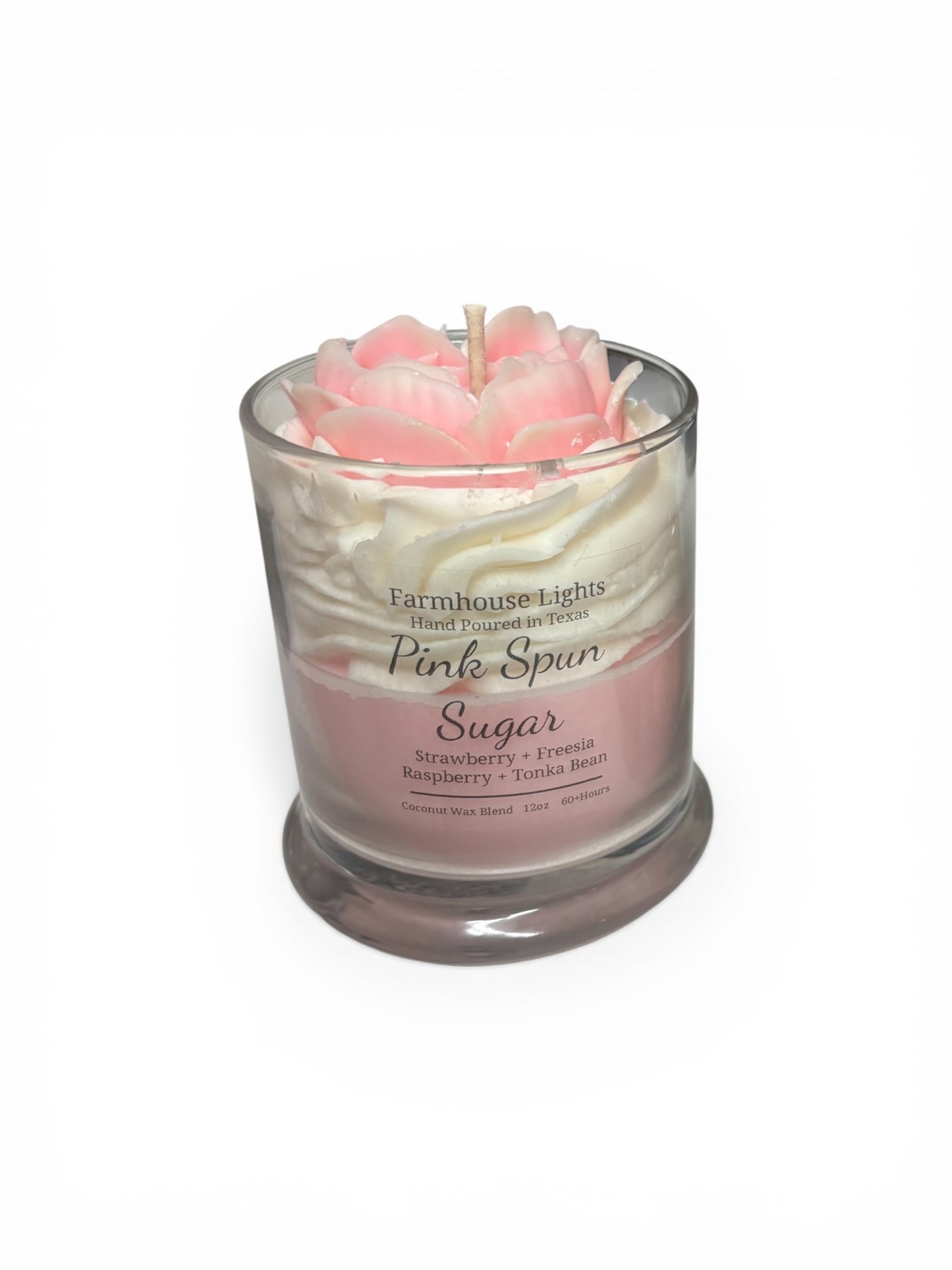 Pink spun sugar candle