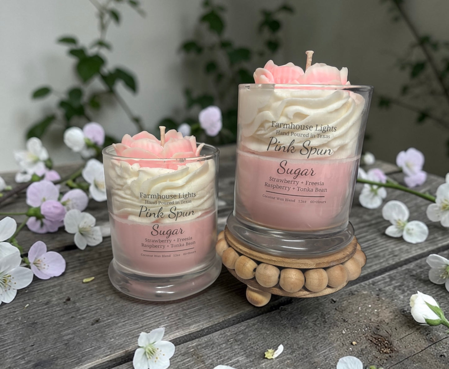 Pink spun sugar candle