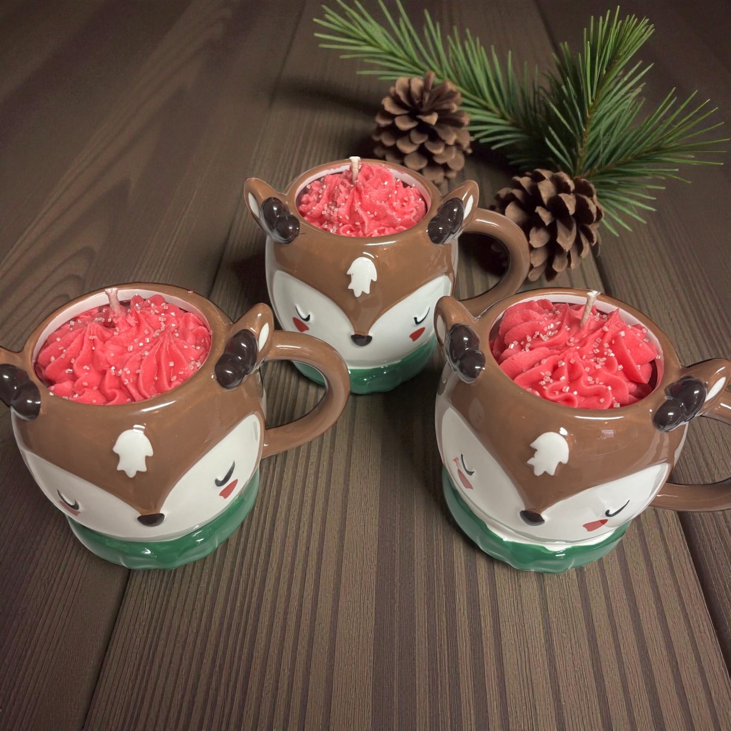 Strawberry Snowflake Reindeer Candles